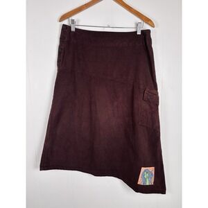 Sucre Size Large Cotton A-Line Asymmetrical Hem Cargo Skirt Art to Wear made USA